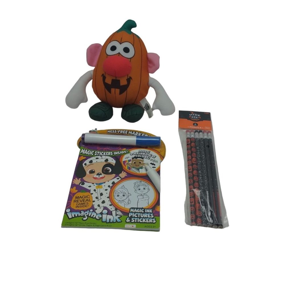 Halloween Lot of 3 Potato Head, Pencils, Imagine Ink Sticker Book
